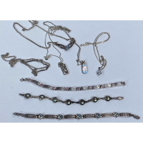634 - A selection of white metal jewellery mainly stamped 925 including necklaces, bracelets etc; a bracel... 