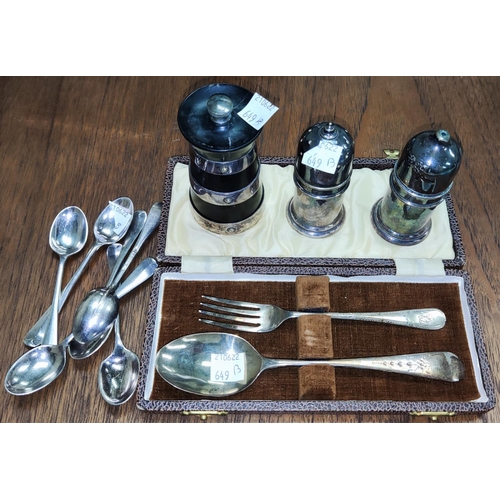 649B - A matched silver christening spoon and fork 1.30 oz London 1800 spoon and Sheffield 1910 fork? ; sil... 