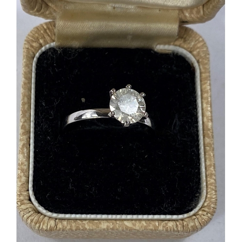 656 - A modern brilliant cut diamond solitaire ring, approx. 1.25ct, 14K white gold setting