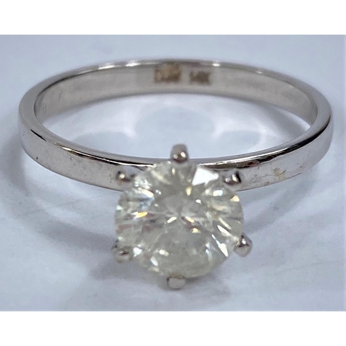 656 - A modern brilliant cut diamond solitaire ring, approx. 1.25ct, 14K white gold setting