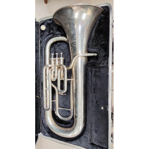 104 - A BESSON Euphonium, silver plated, 28cm bell, cased