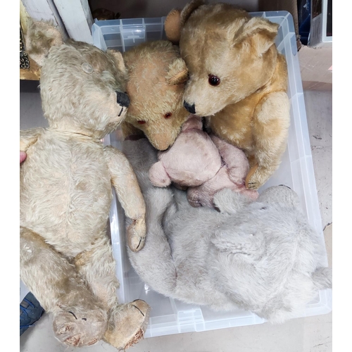91 - A large jointed Teddy bear, by McBride, Devon, 70cm, and 4 others