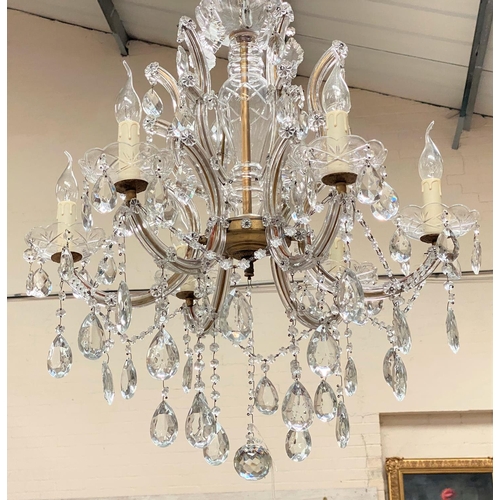579B - A French six branch crystal chandelier (re-wired) 69 x 66cm (excluding chain)