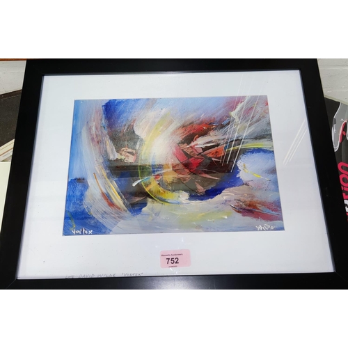 752 - David Wilde: 'Vortex' Northern artist oil on board, abstract scene, framed and glazed 20 x 28cm