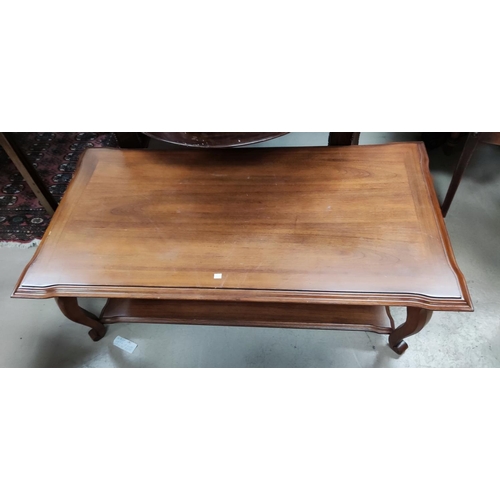 793 - A walnut 2 tier rectangular coffee table; a matching nest of 2 tablesCoffee table: 120 x 64 x 42cm h... 
