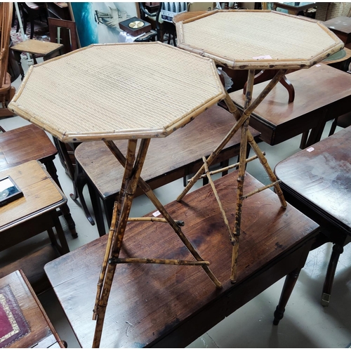 935 - A pair of bamboo octagonal occasional tables