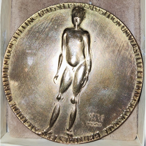 341 - BRUXELLES 1958 Exhibition, gilt bronze medallion by Ch Leplae, 7cm