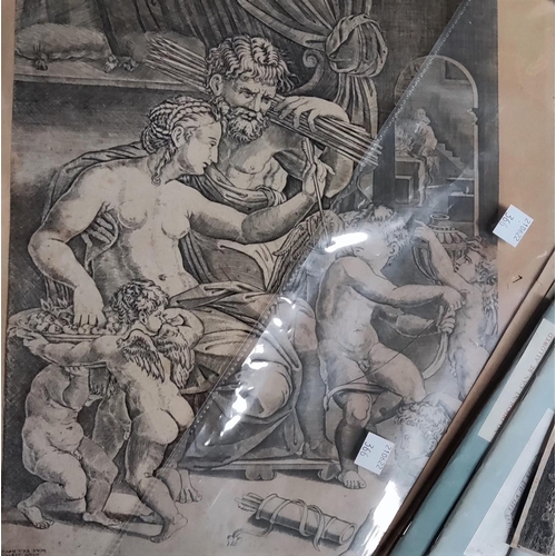 366 - RAPHAEL URBINO - engraving of Venus and Vulcan by Antonio Salamanca, on laid paper, 38.4 x 26.2cm, a... 