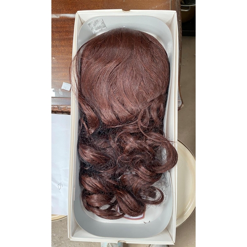 37 - Fifteen boxes of half head wigs, all dark brown synthetic hair