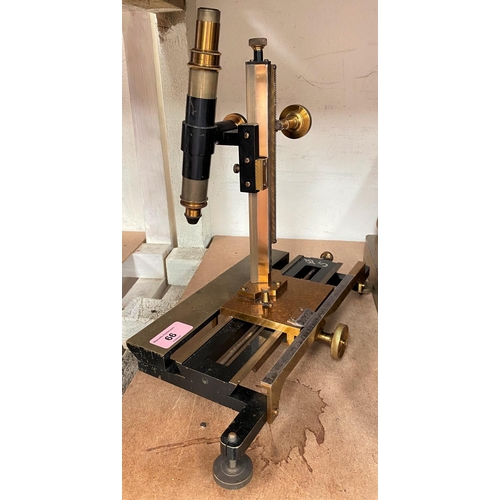 66 - A precision solid brass measuring bench with vernier scales, W.WILSON, London, 34cm