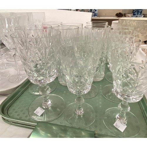 560 - A large selection of various drinking glasses including wines, brandy, tumblers, 6 Highball etc