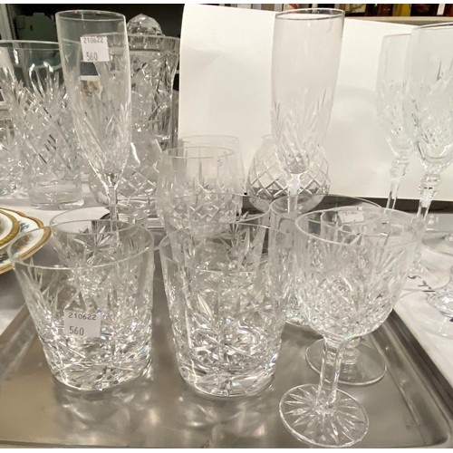 560 - A large selection of various drinking glasses including wines, brandy, tumblers, 6 Highball etc