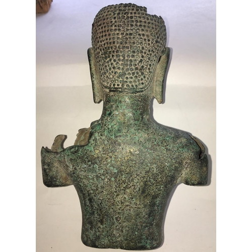 455B - A Chinese brass vase and a bronze bust of a Buddha incomplete