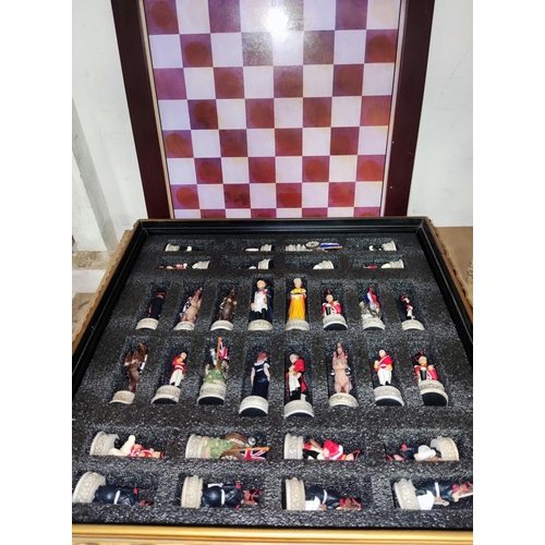 116 - A resin chess set of English and French soldiers.