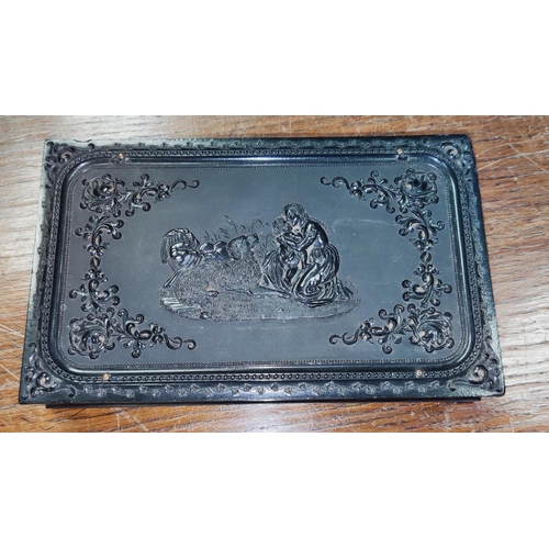 128 - A 19th century Double Union photograph case, moulded decoration, 16cm