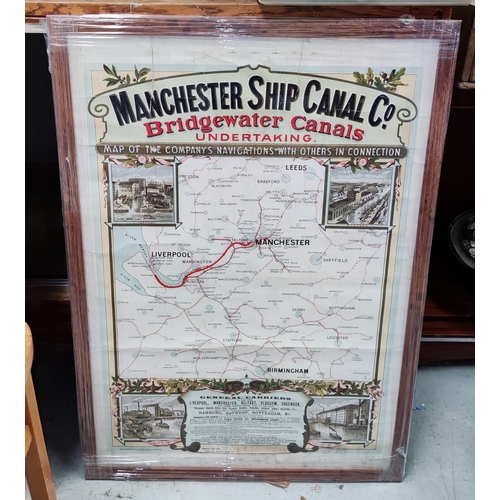 140A - An early 20th century Manchester Ship Canal 'Bridgewater Canals' map of the Manchester - Liverpool C... 
