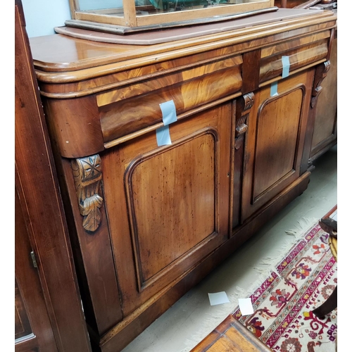 830 - A Victorian mahogany sideboard with 2 frieze drawers and double cupboard underneath