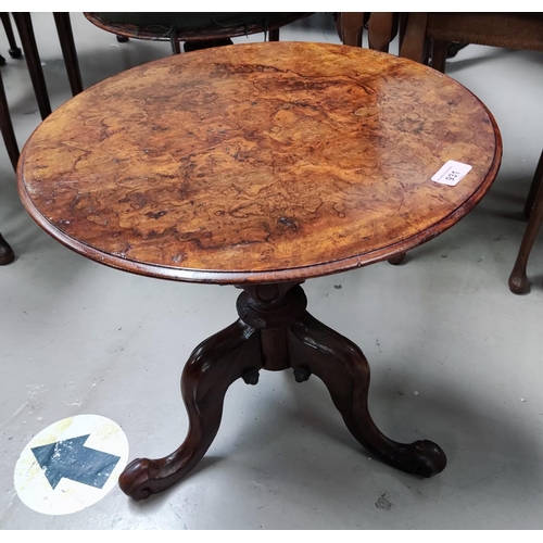 931 - A burr walnut circular top occasional table (cut down) height 46cm