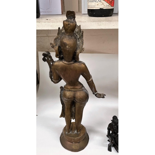 454A - A large gilt Buddhist figure 43cm and a smaller figure