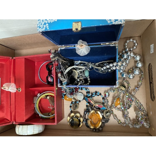 649C - Two boxes containing various costume jewellery