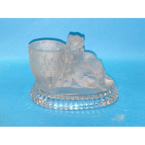 494A - A 19th Baccarat style glass match holder depicting figures slumped against basket (some areas of chi... 