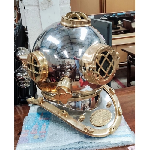 124 - A full sized steel and brass reproduction US Navy dive helmet, Mark 5