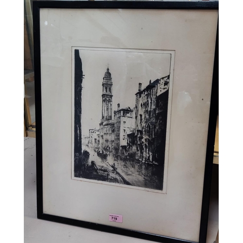 719 - BARRY PITTAR (20th century British) - etching with drypoint, Venetian canal scene, signed in pencil,... 