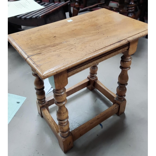 820 - An oak nest of 3 occasional tables; a similar stool