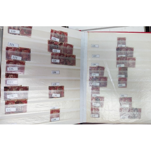 318 - A collection of GD 1d red plate numbers in stock book