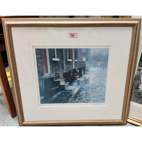 777 - Bob Richardson:  signed limited edition print of a Northern street, 30 x 35 cm, framed and glazed; a... 