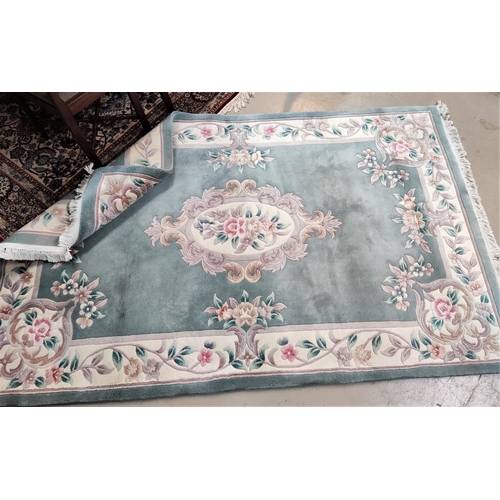 841 - A turquoise ground floral pattern Chinese carpetUNFORTUNATELY THIS HAS BEEN IN 3 SALES NOW WITH NO B... 