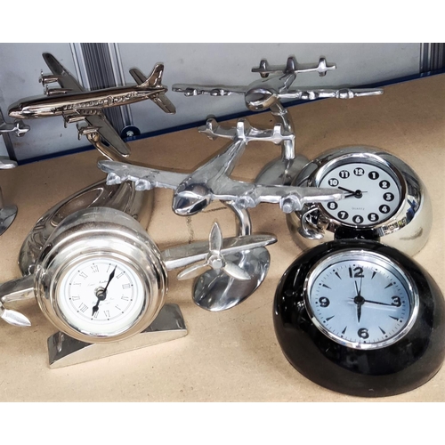 1 - A selection of decorative chromed desk display aeroplanes etc