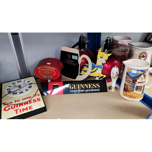2 - A selection of Guinness and other pub signage; a Robinson's jug, others similar
