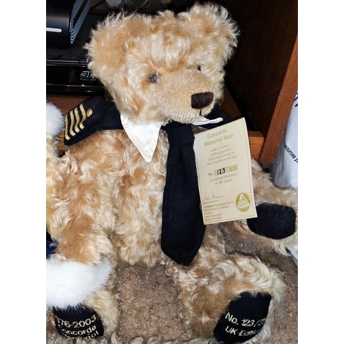 263 - To Hermann mohair teddy bears:  HM Queen Elizabeth II Golden Jubilee, 389/50; Concorde, 123/250... 