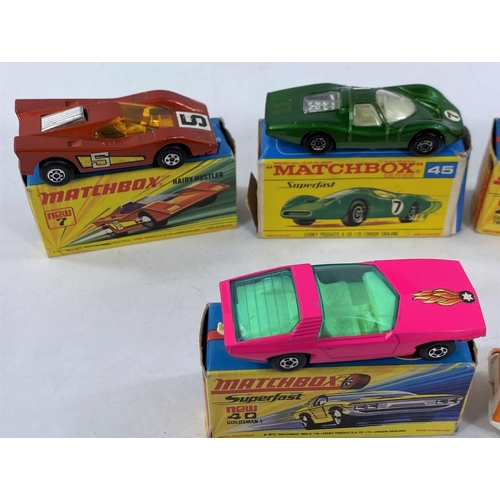 313 - 6 Matchbox Superfast vehicles, 4 boxed, 2 loose 4, 7, 40, 45, 51, 60