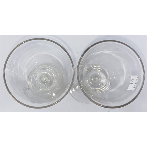 514 - A Georgian style pair of wine glasses with white opaque twist stems