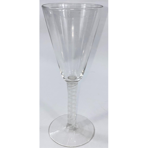 514 - A Georgian style pair of wine glasses with white opaque twist stems