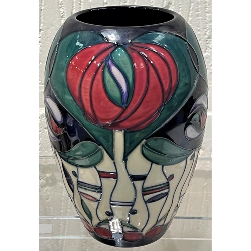 576a - A modern Moorcroft ovoid vase decorated with 'Mackintosh Rose Pattern', Art Nouveau stylised flowers... 