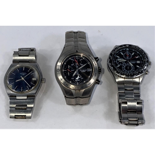 709 - Two Seiko chronograph 100M watches;  gents Rotary watch