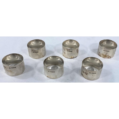 742 - 6 cased monogrammed hallmarked silver napkin rings , Sheffield 1915 5.6oz