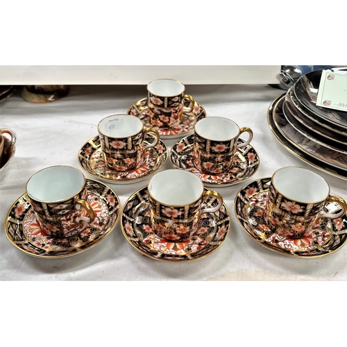 411 - A Royal Crown Derby Japan pattern part coffee set comprising 6 cups and 7 saucers