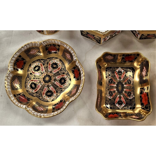 412 - A Royal Crown Derby set of 3 graduating covered boxes, Japan pattern; 5 other similar miniature piec... 