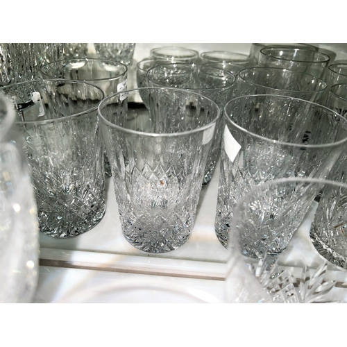 456 - 5 Waterford cut crystal sherry/small wines; a set of 6 Webb cut crystal wines; a set of 6 cut crysta... 