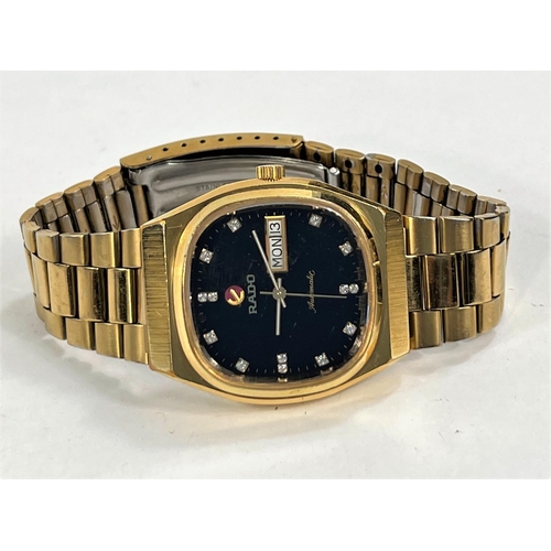 747 - A Gent's gold plated stainless steel RADO automatic wristwatch Swiss movement, black diamond dot dia... 