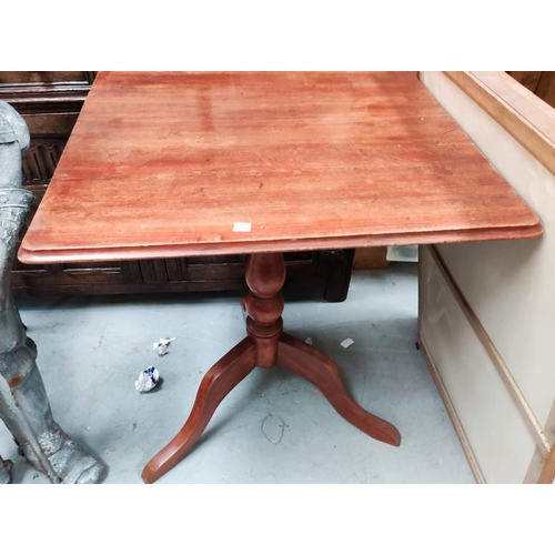 847 - A circular Edwardian 2 tier mahogany occasional table; a square top pedestal occasional table; a 193... 