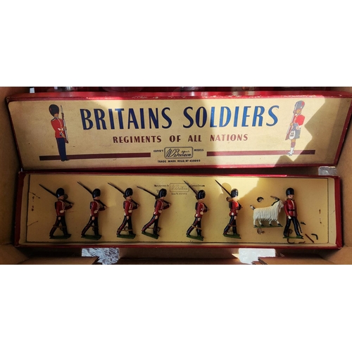 214 - An original boxed set of Britains soldiers, the Royal Welsh Fusiliers No/74 and a large set of moder... 