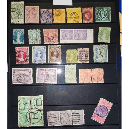 256 - A selection of Australian state stamps, used, on sheets.