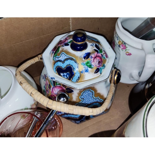 45 - A selection of decorative pottery and bric-a-brac:  a Losol Argyll biscuit barrel; a pub advertising... 