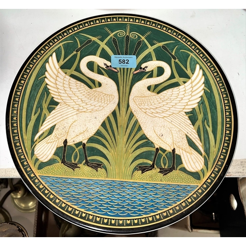 582 - A large Mason 's plate:  Swans by Walter Crane; Royal Doulton and other decorative plates; a set of ... 