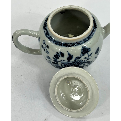 490 - A Chinese 18th century blue and white teapot, length 18.5cm (a chip to the spout)